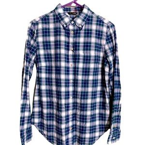 NWT MASSIMO DUTTI PLAID BUTTON DOWN LONG SLEEVE SHIRT SIZE 4